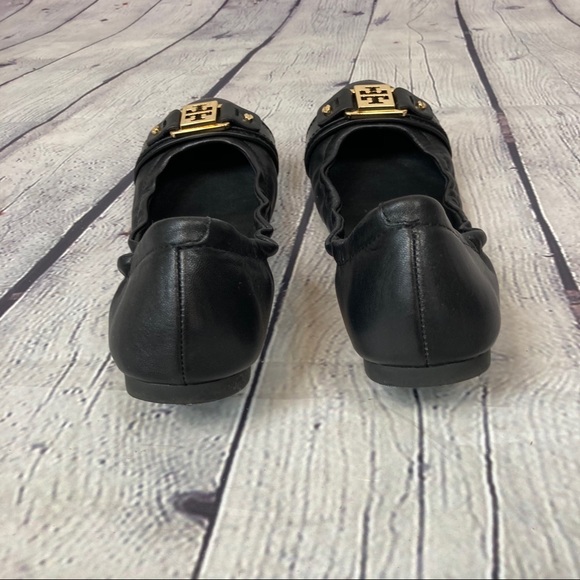 Tory Burch Black and Gold Ambrose Ballet Flats 7 - Picture 4 of 12